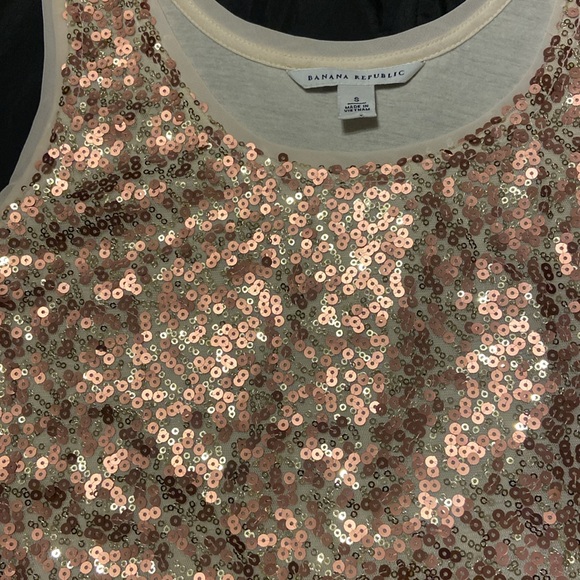 NWOT 2 layer 100% cotton tank with copper & silver sequins on mesh overlay. - Picture 4 of 11